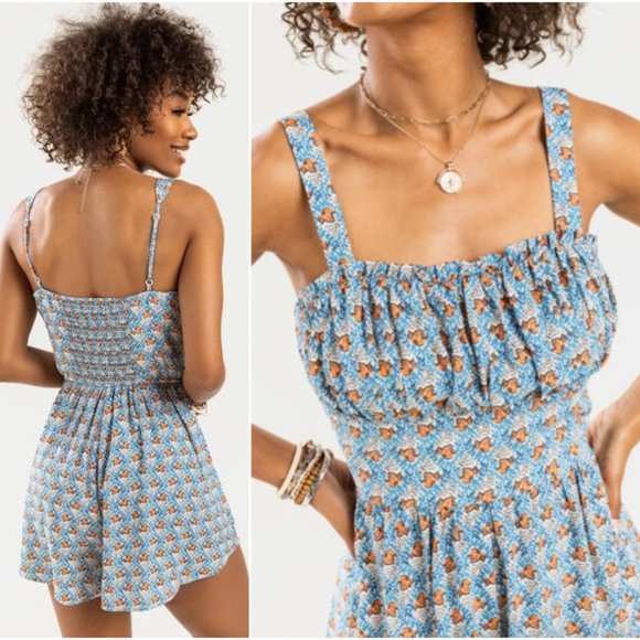 Floral Blue Jumpsuit - Picture 1 of 9